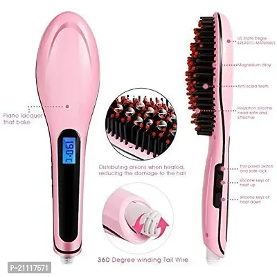 K R CREATION Hair Electric Comb Brush 3 in 1 Ceramic Fast Hair Straightener for Women's Hair Straightening Brush with LCD Screen, Temperature Control Display,Hair Straightener for Women (Black)-thumb5