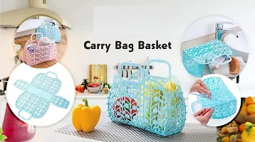 Plastic Foldable Smart Look Bag for Shopping,Fruit  Vegetable Storage Basket,Living Room,Party  Travelling Bag Pack of 1-thumb2