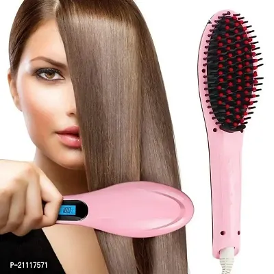 K R CREATION Hair Electric Comb Brush 3 in 1 Ceramic Fast Hair Straightener for Women's Hair Straightening Brush with LCD Screen, Temperature Control Display,Hair Straightener for Women (Black)-thumb0