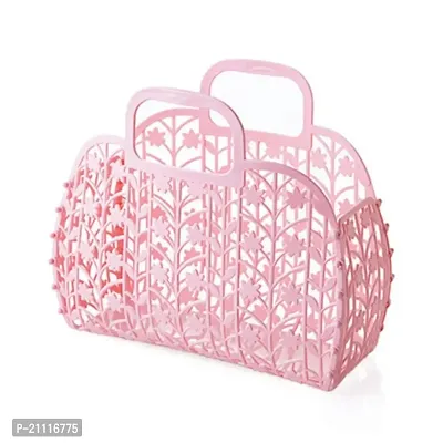 Plastic Foldable Smart Look Bag for Shopping,Fruit  Vegetable Storage Basket,Living Room,Party  Travelling Bag Pack of 1-thumb0