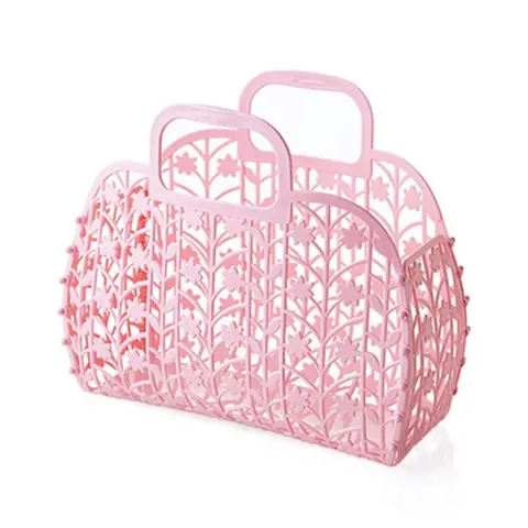 Plastic Foldable Smart Look Bag for Shopping,Fruit & Vegetable Storage Basket,Living Room,Party & Travelling Bag Pack of 1