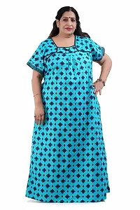 Deshkari Women Cotton Nighty with Abstract Print for XXXL to XXXL Size Women Blue-thumb2