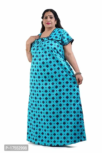 Deshkari Women Cotton Nighty with Abstract Print for XXXL to XXXL Size Women Blue-thumb0