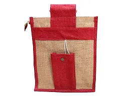 Samarth Red and Beige Water bottle jute Bag and jute Handbags Combo Pack-thumb1