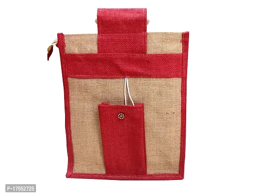 Samarth Red and Beige Water bottle jute Bag and jute Handbags Combo Pack-thumb2
