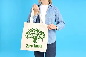 Samarth Eco Waste Canvas White Tote Bag with Green Tree Print-thumb3