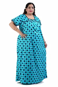 Deshkari Women Cotton Nighty with Abstract Print for XXXL to XXXL Size Women Blue-thumb1