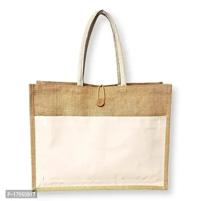 Samarth Women Empowering Natural Jute Cloth Handbag With white Pocket (Set of 2)