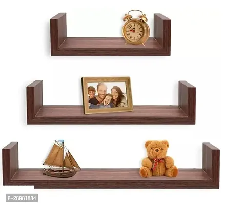 Wooden Wall U Rack Shelves White Set of Three Shelves Pack of 3