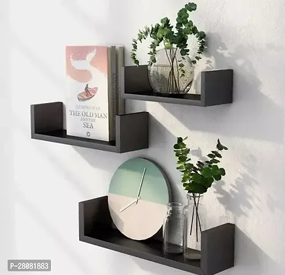 Wooden Wall U Rack Shelves White Set of Three Shelves Pack of 3