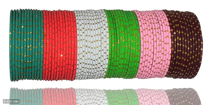 ISHIKA Non precious Metal Studded With Zari Boond 12 Simply Pattern Multicolor Bangle Set For Women and Girls (Pack Of 144 Bangle Set)-thumb5