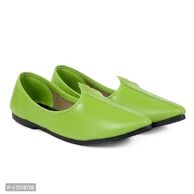 Stylish Green PU Solid Mojaris For Men