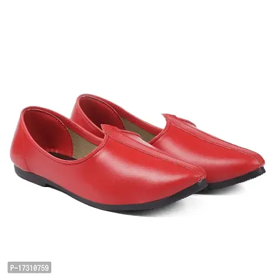 Stylish Red PU Solid Mojaris For Men