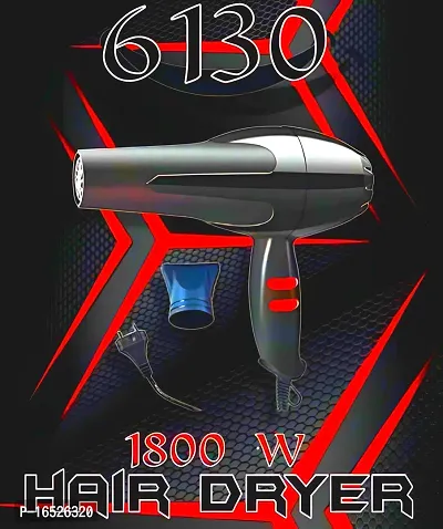 6130 Professional Salon Hair Dryer For MEN and WOMEN with 2 Speed and 2 Heat Setting Removable Filter and Airflow Nozzle (BLACK 1800 WATT)-thumb0