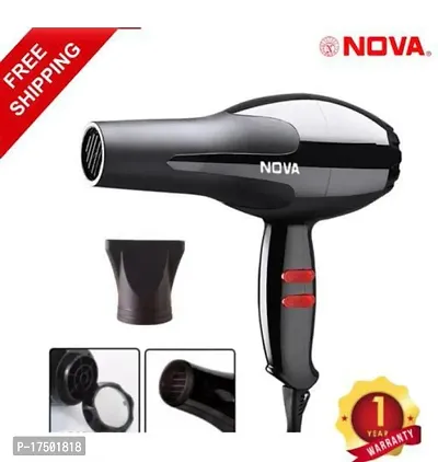 Hair Dryer with Airflow Nozzle (Black) Hair Dryer (1800 W, Black)-thumb0
