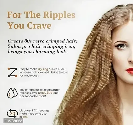 Hair Crimper Beveled edge for Crimping, Styling and volumizing with Ceramic Technology for gentle and frizz-free Crimping Electric Hair Tool Model no. - AZN 8006 apne valo hair ko roll karne vali mach-thumb2
