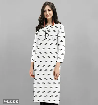 Stylish White Khadi Cotton Printed Kurta For Women-thumb0