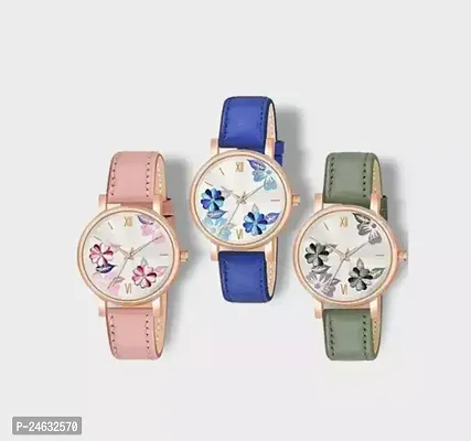 Stylish Multicoloured Silicone Analog Watches For Women Pack Of 3-thumb0