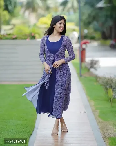 Classic Georgette Kurtas For women  NAVY BLUE.-thumb0