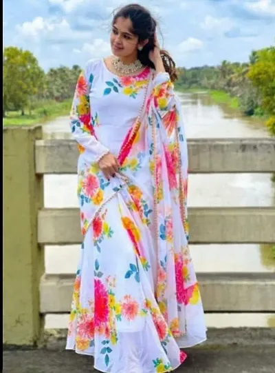 Classic Georgette Printed Gowns For Women