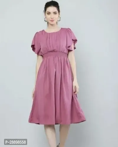 Stylish Purple Poly Crepe Solid Dress For Women