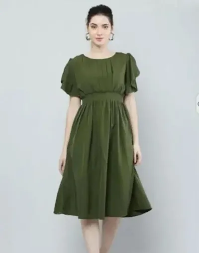 Classic Polyester Solid Dresses For Women