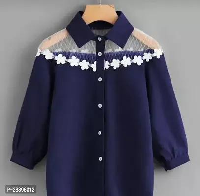Stylish Purple Crepe Shirt For Women-thumb0