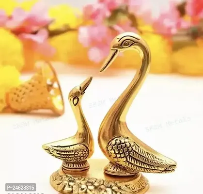 Shiva Metal Swan Pair Of Kissing Sawn Love Birds Showpiece-thumb0