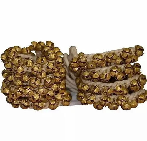 Kathak, Satriya, Bharata Muni, Mohiniyattam, Chhau, Kuchipudi, Gaudiya Nritya, Manipuri, Odissi, Bharatanatyam Brass Ghungroo String Ankle Bells (50+50, 1.6 Cm, Pair) 50 Bells