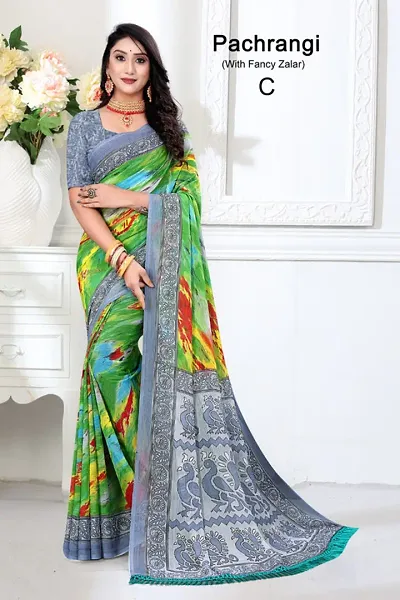 Fancy Women's Georgette Fancy Sarees with Blouse piece