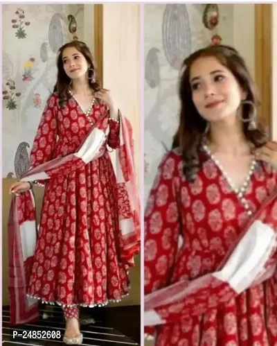 Stunning Rayon Printed Kurta with Pant And Dupatta Set For Women