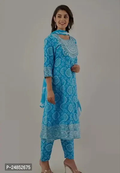 Stunning Rayon Printed Kurta with Pant And Dupatta Set For Women-thumb3