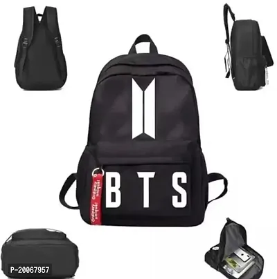 Nishi? Medium 30 L Backpack Latest Stylish Casual Waterproof BTS Bag For School College Tuition Girls (Black)