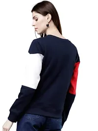 Popster Multi Color Blocked Cotton Round Neck Regular Fit Long Sleeve Womens Sweatshirt-thumb1