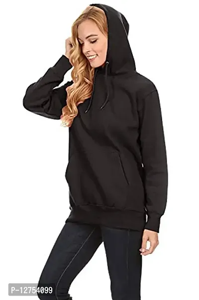 Popster Women's Fleece Hooded Neck Sweatshirt (POP0118246-P_Black_XL)-thumb2