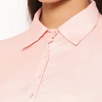 Popster Pink Solid Rayon Collar Regular Fit Half Sleeve Womens Dress-thumb3