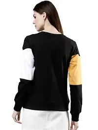 Popster Multi Color Blocked Cotton Round Neck Regular Fit Long Sleeve Womens Sweatshirt Mustard-thumb1