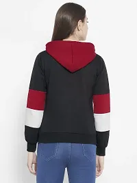 Popster Multi Color Color Block Fleece Hoody Regular Fit Long Sleeve Womens Sweatshirt(POP0118474-XL) Maroon-thumb3