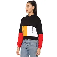Popster Multi Color Block Cotton Hoody Regular Fit Long Sleeve Womens Sweatshirt Mustard-thumb2