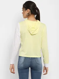 Popster Multicolor Color Block Cotton Hoody Regular Fit Long Sleeve Womens Tshirt(POP0118450-LGR-L)-thumb3