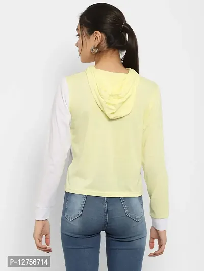 Popster Multicolor Color Block Cotton Hoody Regular Fit Long Sleeve Womens Tshirt(POP0118450-LGR-L)-thumb4