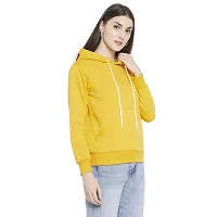 Popster Mustard Solid Fleece Hoody Regular Fit Long Sleeve Womens Sweatshirt(POP0218239-XL)-thumb1