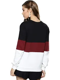 Popster Multi Color Block Cotton Round Neck Regular Fit Long Sleeve Womens Sweatshirt-thumb1