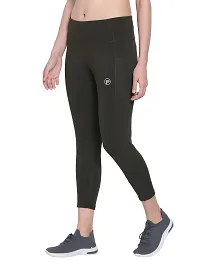 Popster Olive Solid 4 Way Lycra Skinny Womens Yoga Pants-thumb2