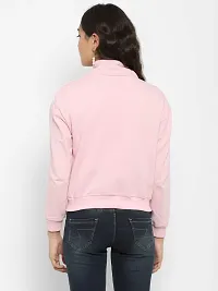 Popster Pink Solid Cotton Turtle Neck Regular Fit Long Sleeve Womens Sweatshirt(POP0218351-M)-thumb3