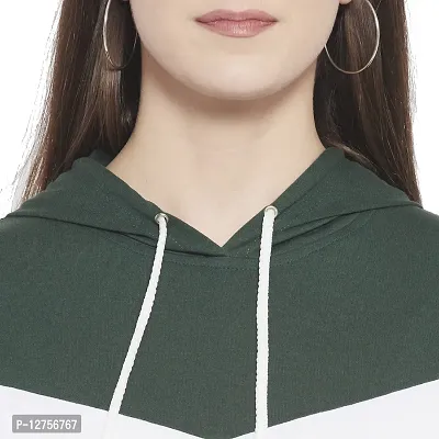 Popster Multi Color Block Cotton Hoody Regular Fit Long Sleeve Womens Sweatshirt(POP0118498-XL) Green-thumb5