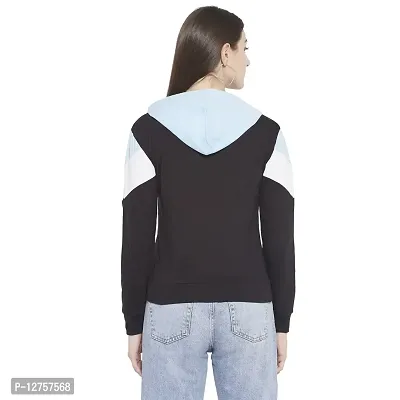 Popster Multi Color Block Cotton Hoody Regular Fit Long Sleeve Womens Sweatshirt(POP0118497-S) Sky Blue-thumb4