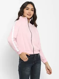 Popster Pink Solid Cotton Turtle Neck Regular Fit Long Sleeve Womens Sweatshirt(POP0218351-M)-thumb1