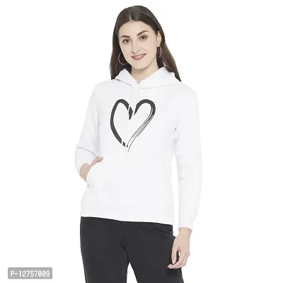 Popster Women's Fleece Hooded Neck Sweatshirt(POP0118493-M_White_M)