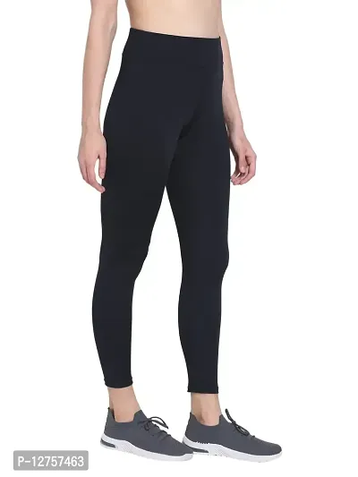 Popster Navy Blue Solid 4 Way Lycra Skinny Womens Yoga Pants-thumb3